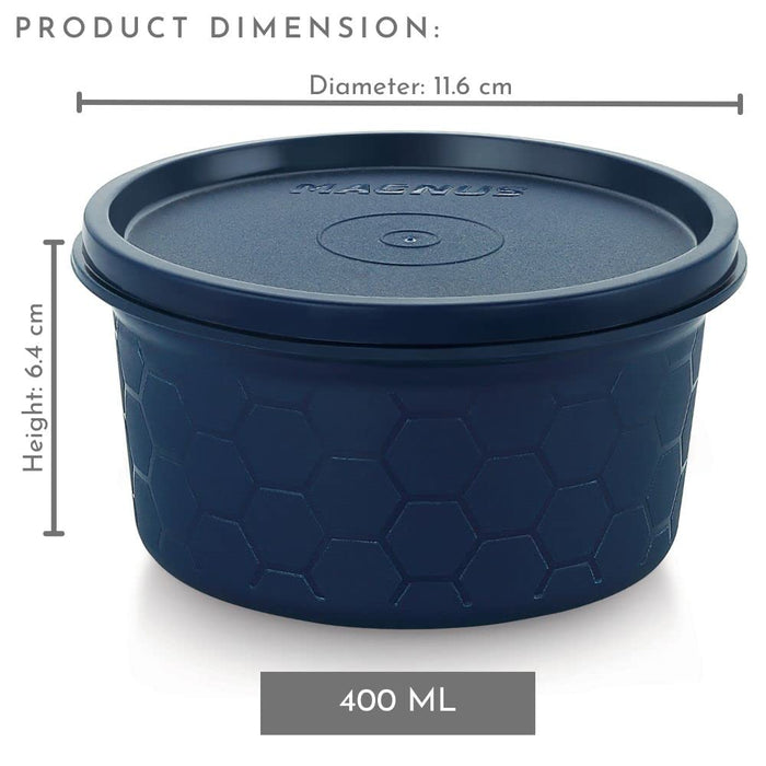 Magnus Microwave Safe Stainless-Steel Easy Lock Kitchen Food Storage Containers with Lid (Set of 2) (400ml Each) Blue