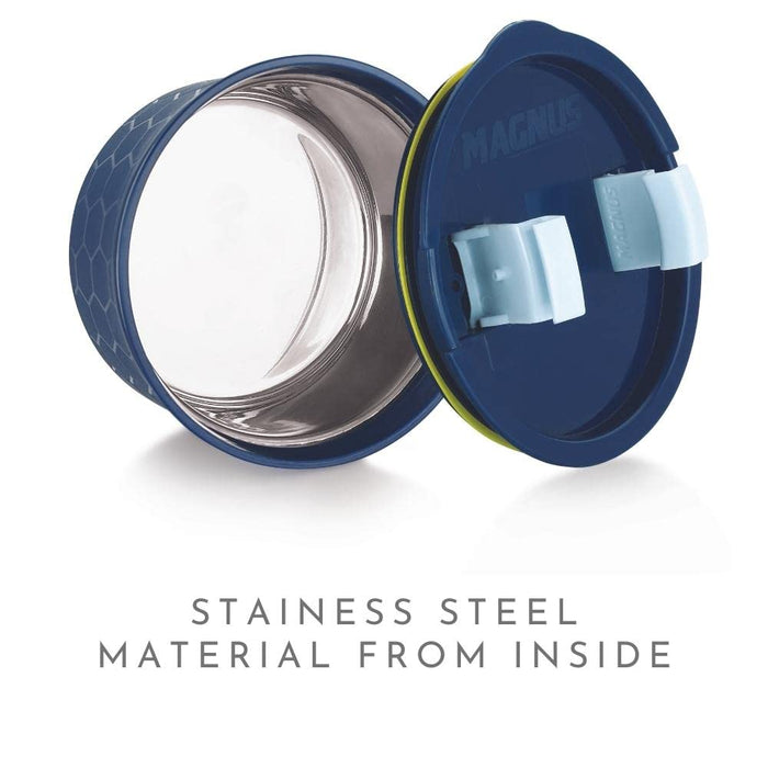 Magnus Stainless Steel Microwave-Safe Food Container | Steam Lock Design (300ML) Black Set of 2