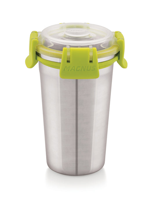 Airtight & Leakproof Stainless Steel Glossy Finish Klip Lock Tumbler/Glass with Lid (350ML) 