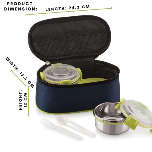 Magnus Avanza 3 Airtight & Leakproof Klip Lock Lunch Box with Bag (1050 ml)