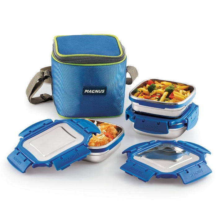 Magnus Mega 3 Lunch Box | Airtight & Leakproof Lunch Box with Bag (900ml)