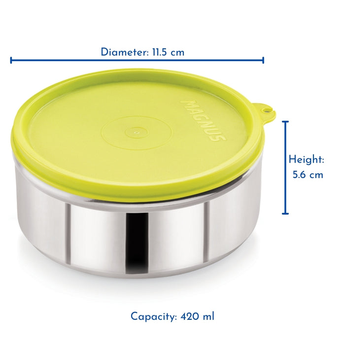 Magnus Stainless Steel Airtight & Leak-proof Easy Lock Container(420 ml)