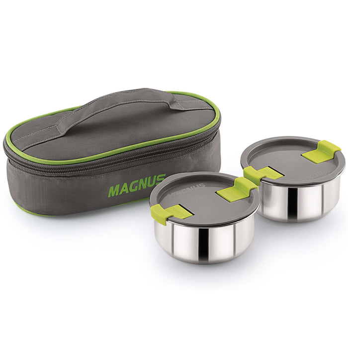 Magnus Olive-2 Stainless Steel Lunch Box for Kids, Lunch Boxes for Office Men - Leak-Proof Containers, Insulated Carry Case, Airtight Food Storage for School, Office, Picnic