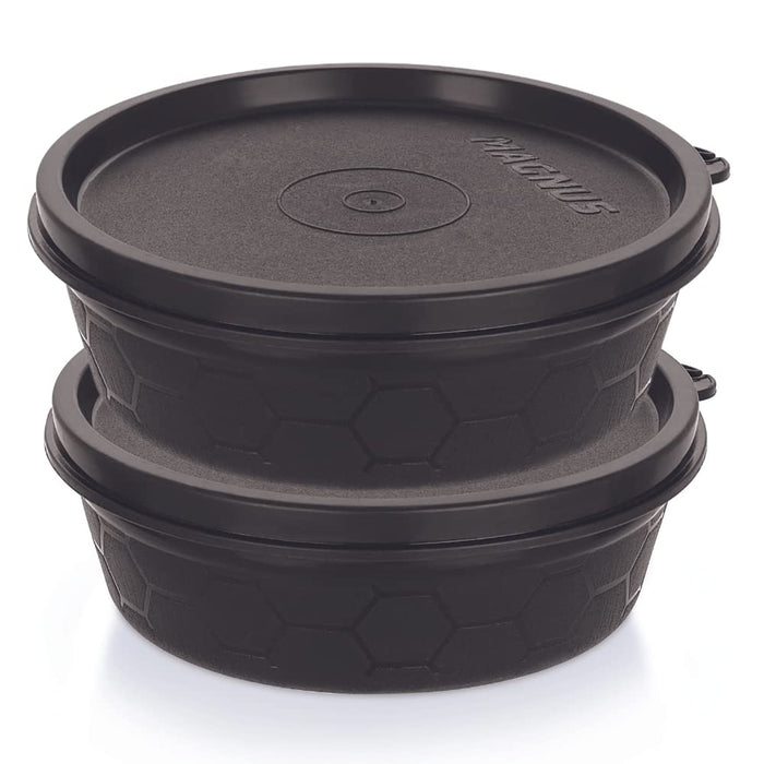 Magnus Microwave Safe Stainless-Steel Easy Lock Chocolate Containers with Lid (Set of 2) 230 ml Each Black