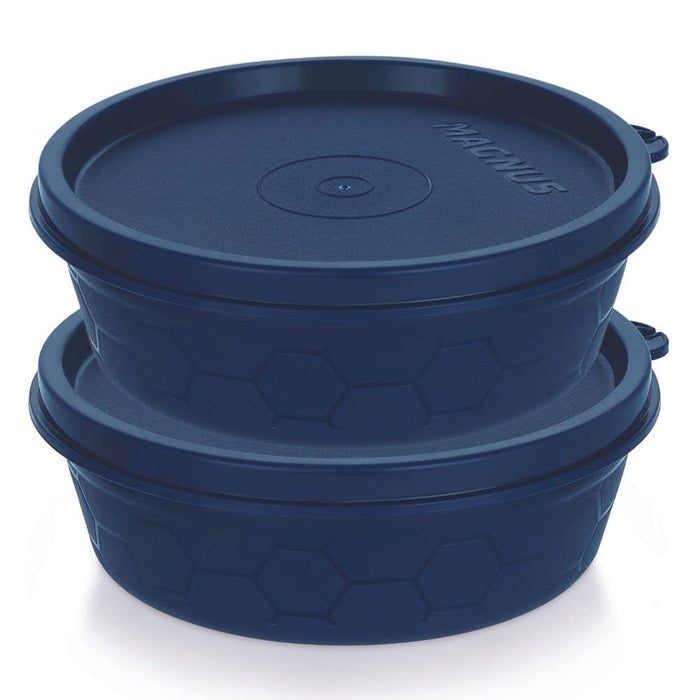 Magnus Microwave Safe Stainless-Steel Easy Lock Chocolate Containers with Lid (Set of 2) 230 ml Each Blue