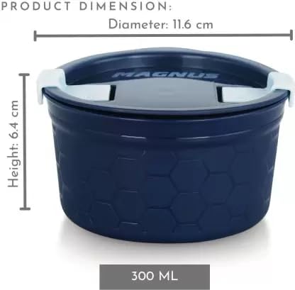 Magnus Stainless Steel Microwave-Safe Food Container | Steam Lock Design (300ML) Blue Set of 2