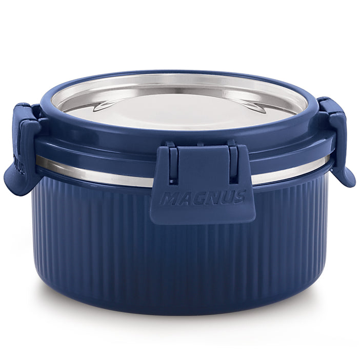 Magnus Klip Lock Deluxe Stainless Steel Microwave Safe Container with Stainless Steel Lid, Snack & Food Storage, Leak & Spill Proof, BPA Free, Food Grade Material