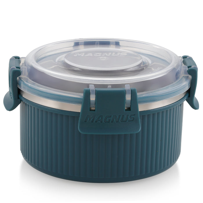 Magnus Klip Lock Stainless Steel Microwave Safe Container with Stainless Steel Lid, Snack & Food Storage, Leak & Spill Proof, BPA Free, Food Grade Material, 400ml, Blue