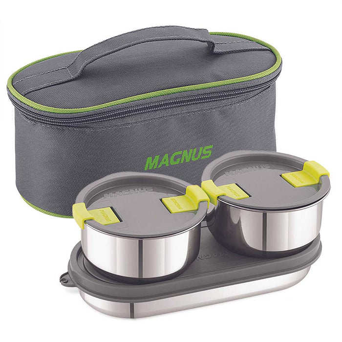 Magnus Olive-3 Prime Steam Lock Stainless Steel Lunch Box for Kids, Lunch Boxes for Office Men, Women, Leak-Proof Containers with Carry Case, Airtight Food Storage for School, Picnic