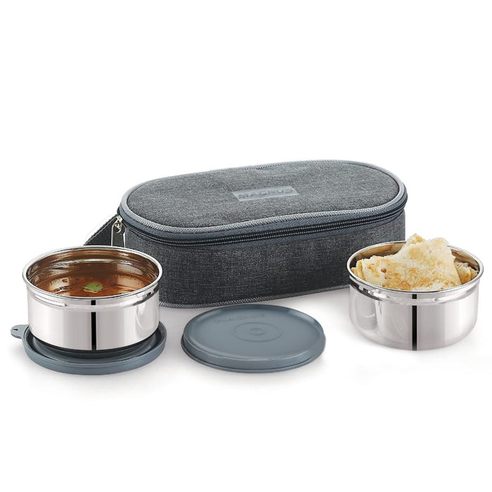 Magnus Feast 2 Stainless Steel Lunch Box | Leakproof Office Tiffin Set for Men & Women | 700ml BPA-Free, Insulated, Air-Tight Hot Food Storage | Dishwasher Safe Lunch Box for Kids & Office Men
