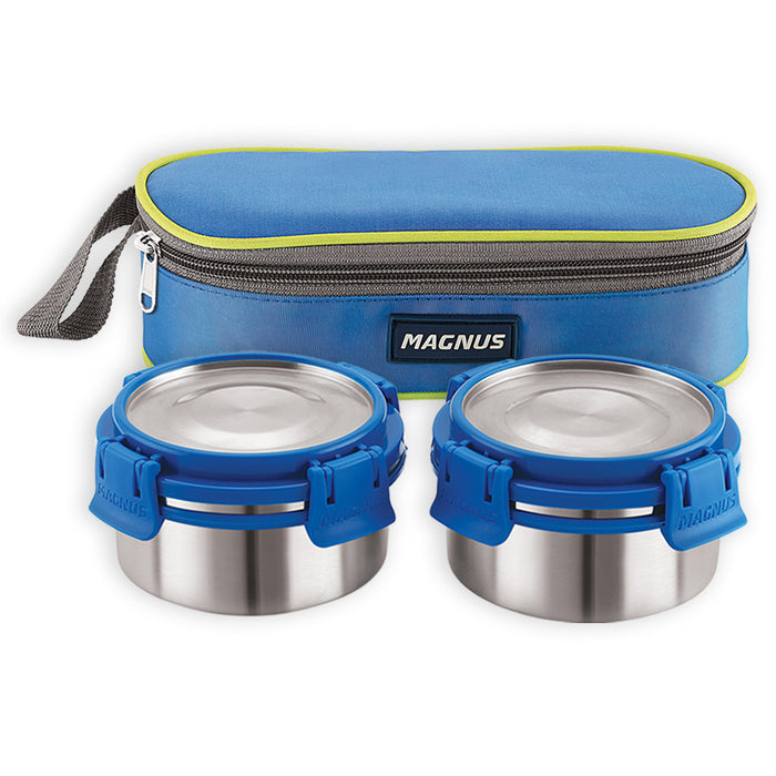 Magnus Avanza 2 Deluxe Stainless Steel Lunch Box | Airtight, Leakproof, Insulated | Ideal Lunch Box for Kids | Lunch Boxes for Office Men and Women | Compact Design with Carrying Pouch