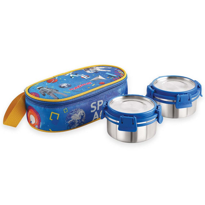 Magnus Avanza 2 Deluxe Kids Stainless Steel Lunch Box | Airtight, Leakproof, Insulated Cover | Sky Blue | Ideal Lunch Box for Kids, Lunch Boxes for Office Men, Women | Hot Meals