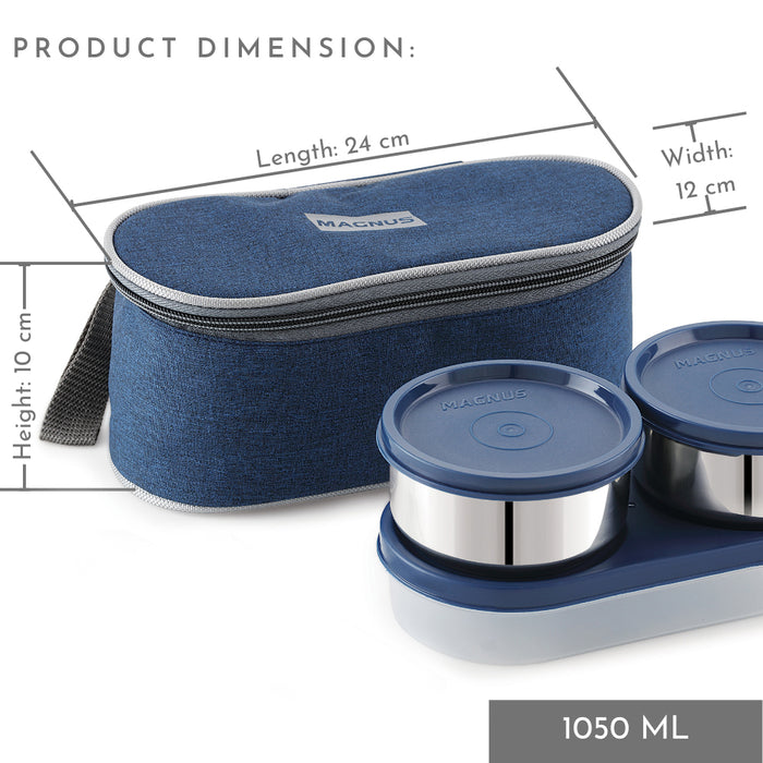 Magnus Feast 3 Leakproof Office Lunch Box with Bag (1150 ml)