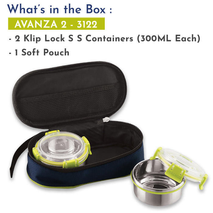 Magnus Avanza 2 Stainless Steel Lunch Box - Ideal for Kids, Office Men - Leakproof Tiffin Box , Insulated Cover, Air-Tight Food Carrier for Hot Meals