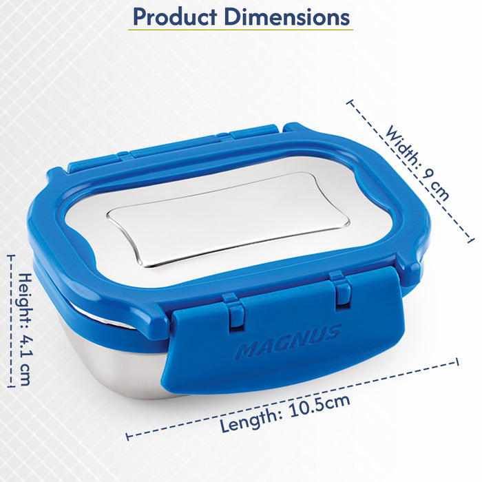 Magnus Bolt Deluxe Stainless Steel Lunchbox for Office & School, Leak-Proof Tiffin with Stainless Steel Lid, Air-Tight Food Storage, Compact 150ml Lunch Box for Kids, Lunch Boxes for Office Men
