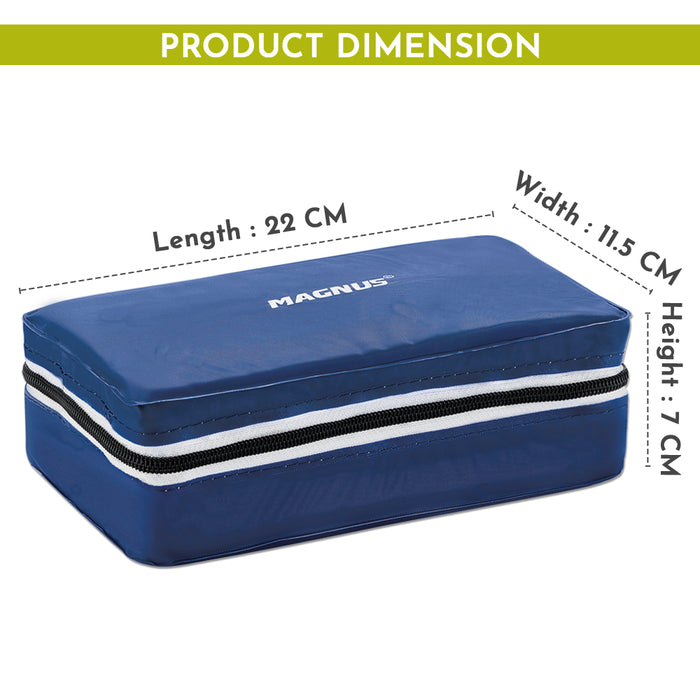 Magnus Fancy 2 Steel Lunch Box Set - Leak-Proof Containers for Office & School | 1050ml | Carry Bag for Men, Women | Stylish Lunch Box for Kids & Lunch Boxes for Office Men, Blue