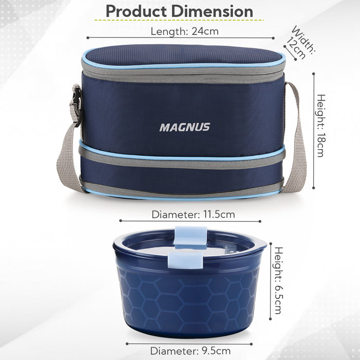 Magnus Microwave Olive-4 Stainless Steel Lunchbox, Microwave Safe, Leak-Proof Containers & Insulated Carry Case - Airtight Food Storage Lunch Box for Kids, Office Men, Women - Dual Long Containers for School, Picnic,1730ml