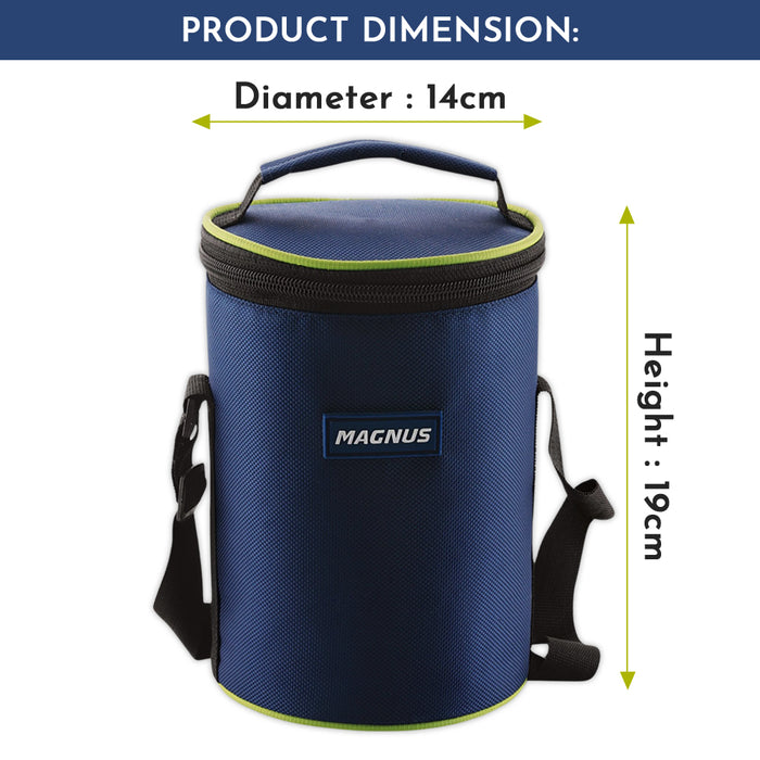 Magnus Alfa-3 Stainless Steel Lunch Box Set - 3 Leakproof Containers & Insulated Bag - Ideal Lunch Box for Kids & Lunch Boxes for Office Men - Safe, Air-Tight, Stylish Design in Blue