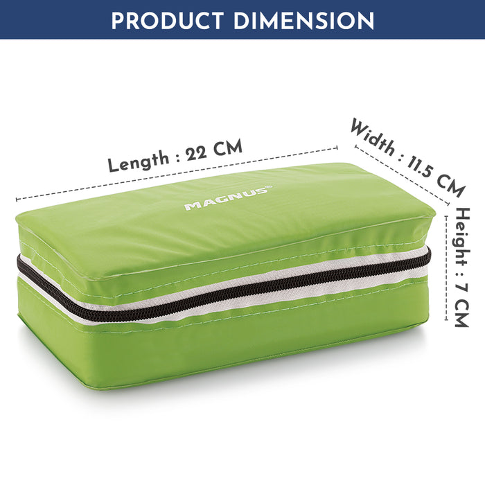 Magnus Fancy 2 Prime Steel Lunch Box Set | Leak-Proof Containers for Office & School | 1050ml | Lunch Bag for Men, Women | Lunch Box for Kids | Lunch Boxes for Office Men | Stylish Design (Green)