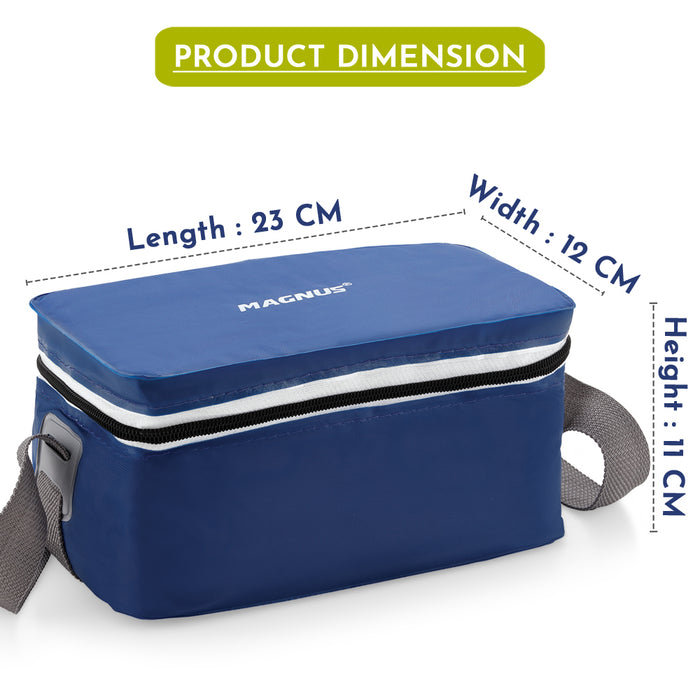 Magnus Fancy 3 Prime Steel Lunch Box Set | Leak-Proof Lunch Box for Kids | Lunch Boxes for Office Men & Women | Tiffin with 3 Compartments & Washable Cover | Safe & Stylish Design (Blue)