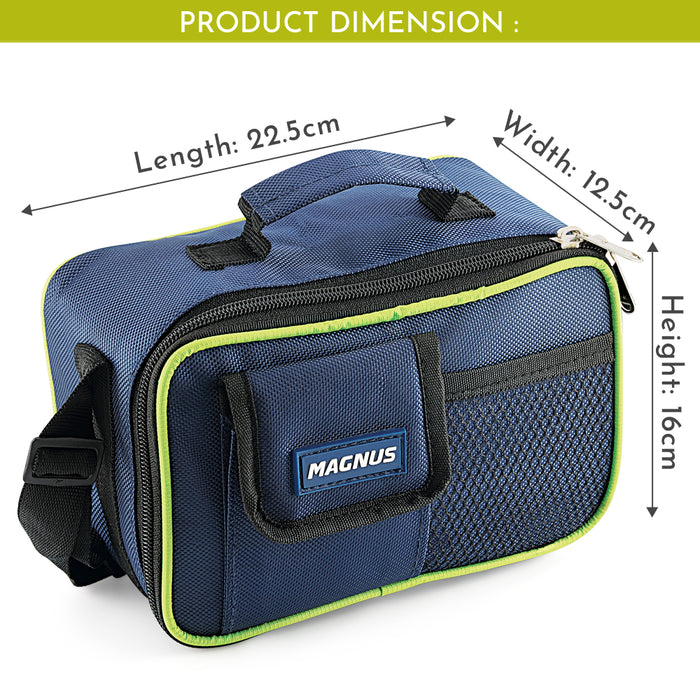 Magnus Ethos 3 Lunch Box Set | Stainless Steel Tiffin with 2 Containers & 1 Glass | Air-Tight, Leakproof, Insulated Bag - Green | Lunch Box for Kids | Lunch Boxes for Office Men, Women