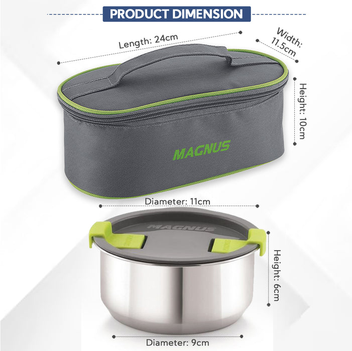 Magnus Olive-3 Prime Steam Lock Stainless Steel Lunch Box for Kids, Lunch Boxes for Office Men, Women, Leak-Proof Containers with Carry Case, Airtight Food Storage for School, Picnic