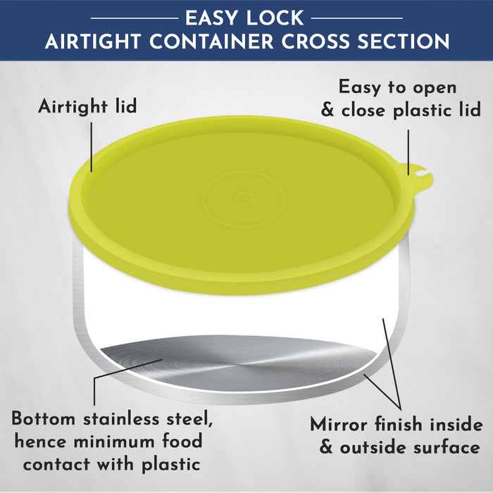 Magnus Alfa-3 Stainless Steel Lunch Box Set - 3 Leakproof Containers & Insulated Bag - Ideal Lunch Box for Kids & Lunch Boxes for Office Men - Safe, Air-Tight, Stylish Design in Blue