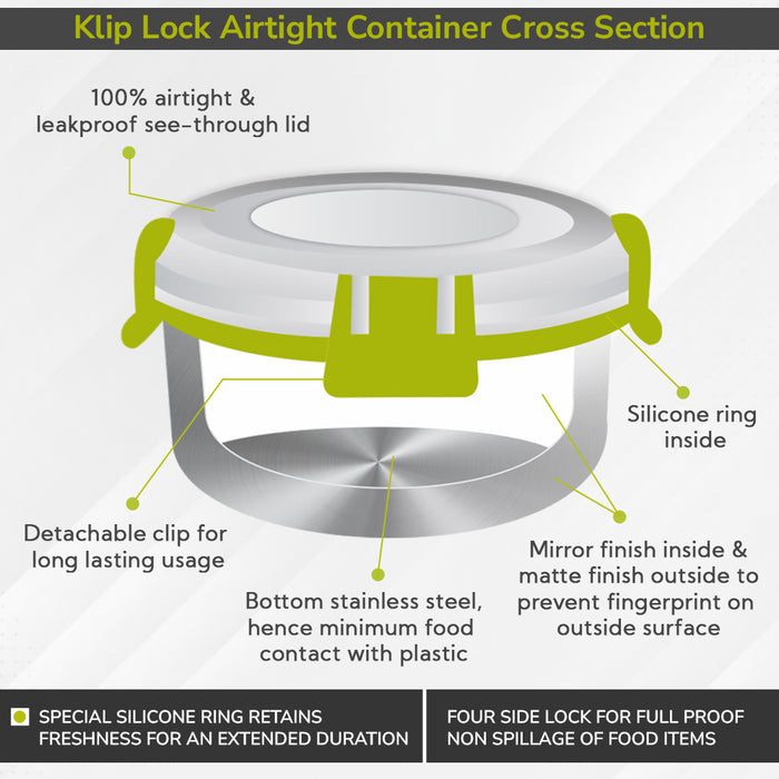 Magnus Avanza 3 Prime - Stainless Steel Leakproof Lunch Box with Klip Lock & Insulated Bag |Tiffin for Office, School, Men, Women, Kids | Airtight & BPA-Free Food Containers