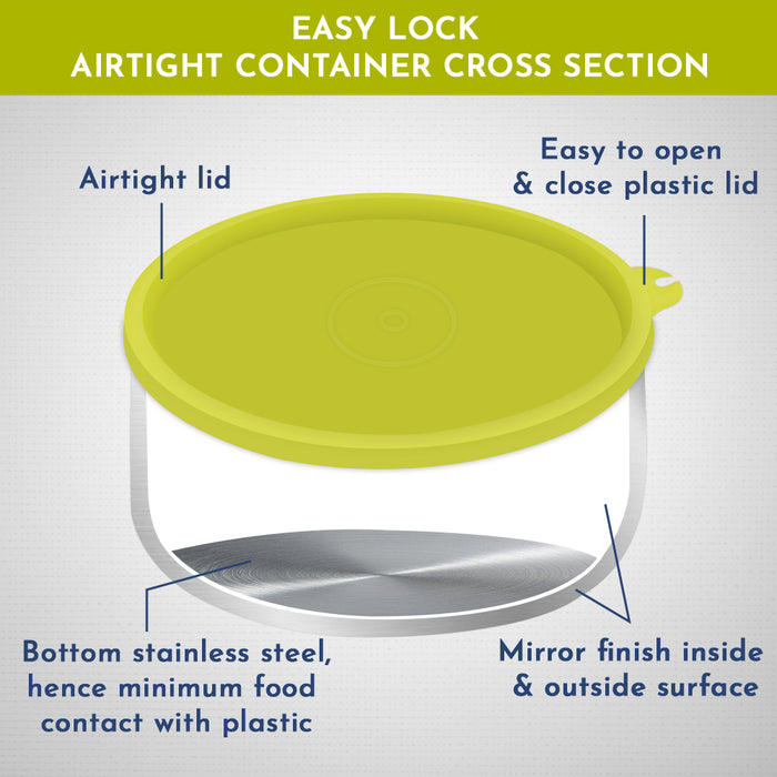 Magnus Romeo-3 Stainless Steel Lunch Box Set - Leakproof, Airtight Tiffin Containers with Insulated Bag - Ideal Lunch Box for Kids, Lunch Boxes for Office Men and Women - Easy Lock Design