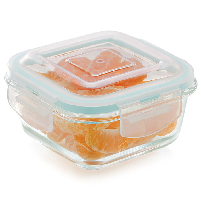 Vivid Glass Food Sqaure Container with Break-Free Detachable Lock – Oven & Microwave Safe Borosilicate Glass - 320ML