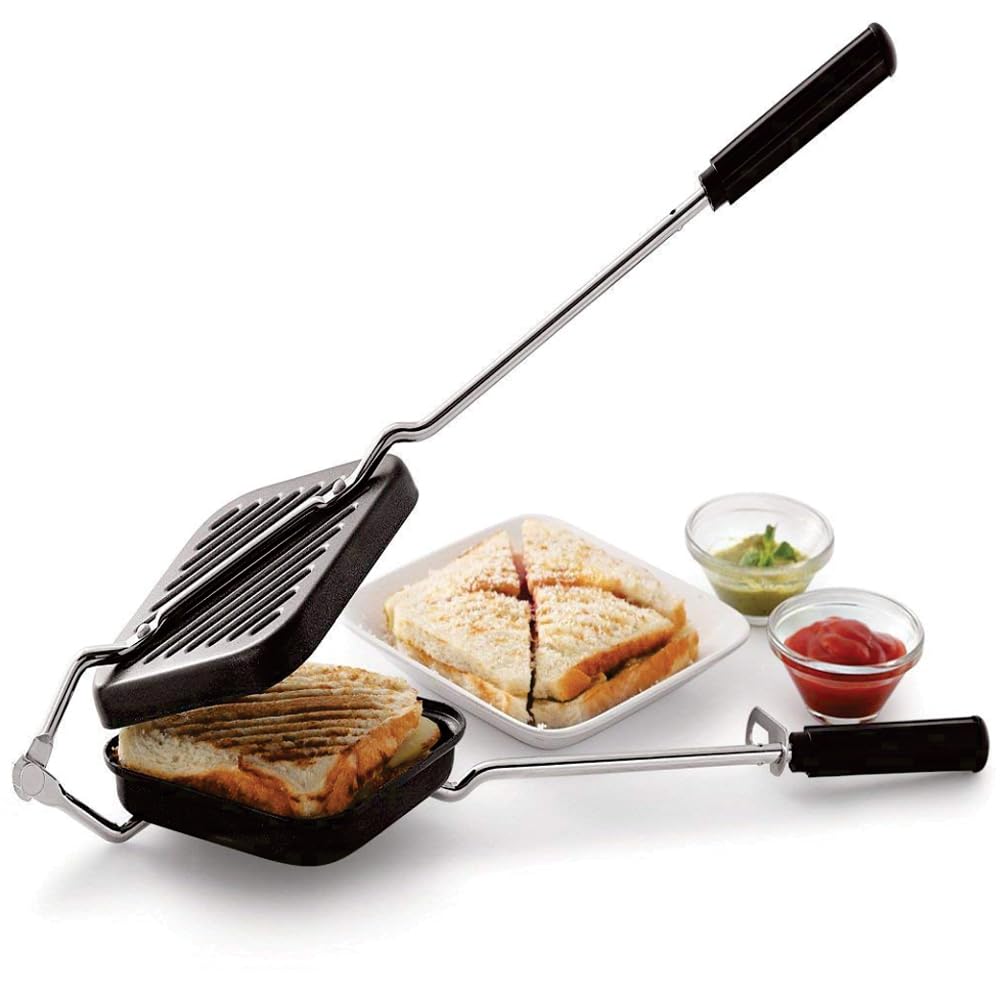 Magnus Non-Stick Crunchy Sandwich Toaster with Durable Aluminum Build, Ideal for Gas and Induction, Comes with an Ergonomic Bakelite Handle for Easy