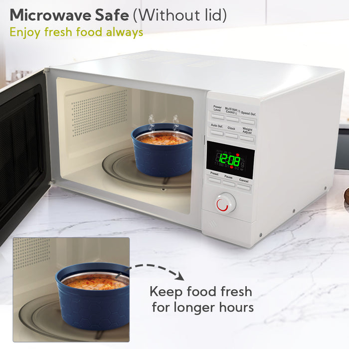 Magnus Microwave Feast 4 Prime, Microwave Safe Stainless Steel Lunch Box Set | Leakproof Tiffin for Men & Women | BPA-Free Containers | Lunch Box for Kids | Lunch Boxes for Office Men | Black