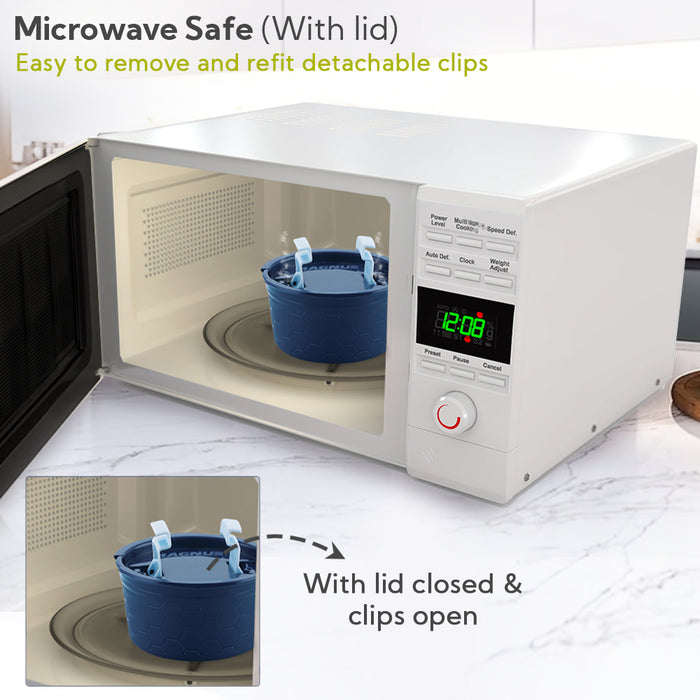 Magnus Microwave Olive-4 Stainless Steel Lunchbox, Microwave Safe, Leak-Proof Containers & Insulated Carry Case - Airtight Food Storage Lunch Box for Kids, Office Men, Women - Dual Long Containers for School, Picnic,1730ml