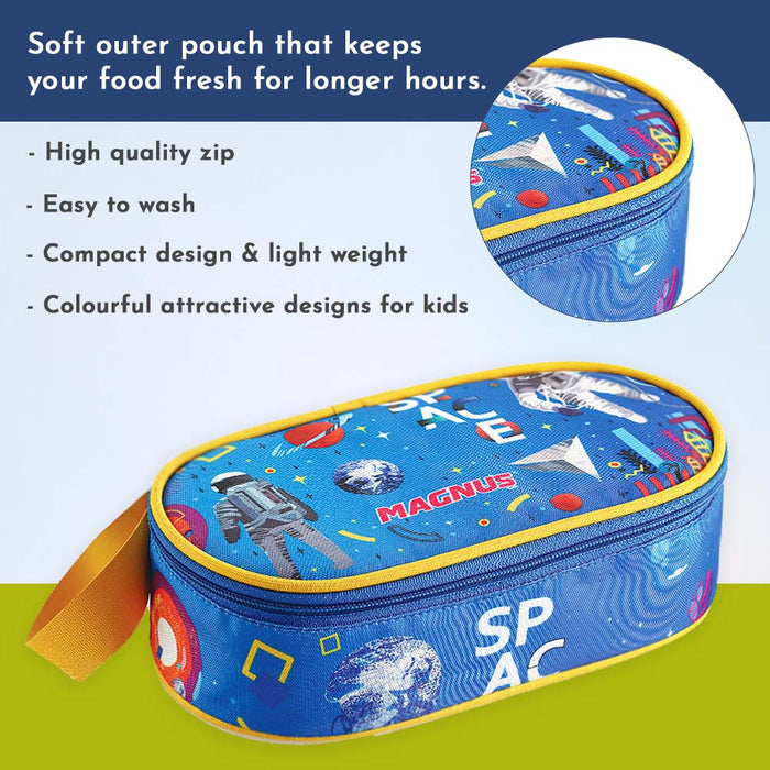 Magnus Avanza 2 Deluxe Kids Stainless Steel Lunch Box | Airtight, Leakproof, Insulated Cover | Sky Blue | Ideal Lunch Box for Kids, Lunch Boxes for Office Men, Women | Hot Meals