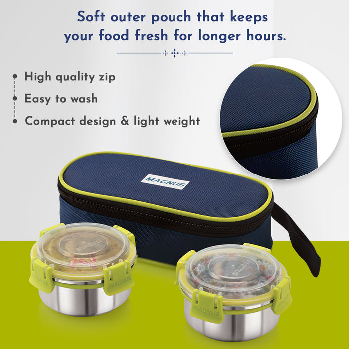 Magnus Avanza 2 Stainless Steel Lunch Box - Ideal for Kids, Office Men - Leakproof Tiffin Box , Insulated Cover, Air-Tight Food Carrier for Hot Meals