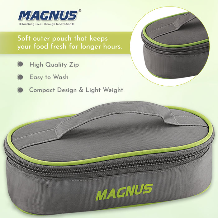 Magnus Olive-2 Stainless Steel Lunch Box for Kids, Lunch Boxes for Office Men - Leak-Proof Containers, Insulated Carry Case, Airtight Food Storage for School, Office, Picnic
