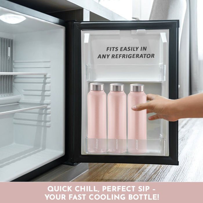 Magnus Alaska Stainless Steel Single Wall Water Bottle 1000ml - Leakproof, Ideal for School, Home, Gym, Durable Water Bottles for Every Use - Pink, Set of 3