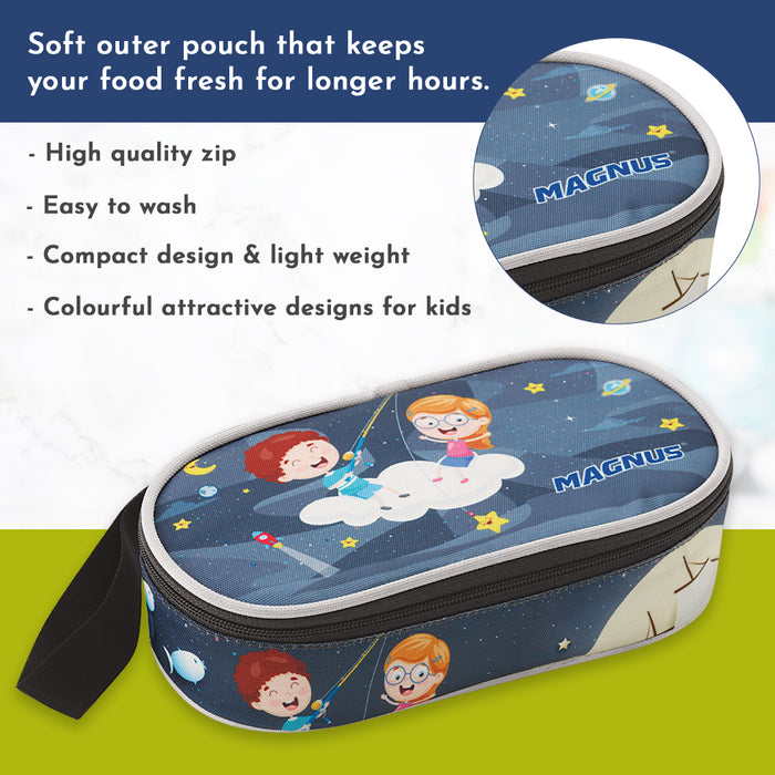 Magnus Olive Kids 2 Stainless Steel Lunch Box & Insulated Steam Lock Container | Airtight & Leakproof | Lunch Box for Kids | Lunch Boxes for Office Men | Ideal for Girls & Boys