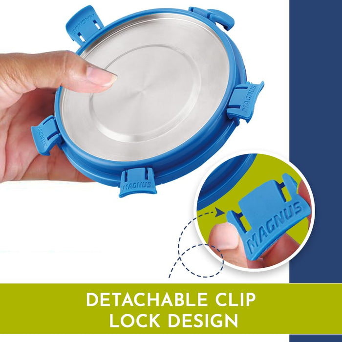 Magnus Stainless Steel Airtight Leakproof Storage Deluxe Chocolate Container 400ML with Klip Lock - Ideal Kitchen Accessories Items, Perfect Lunch Box, Lunch Boxes for Office Men