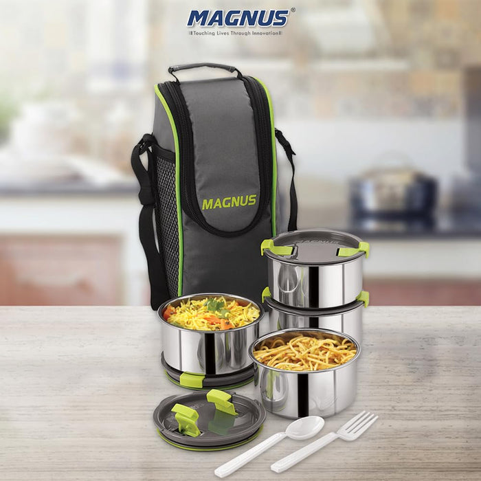 Buy Magnus Opal Stainless Steel Lunchbox Set with Bag Leak