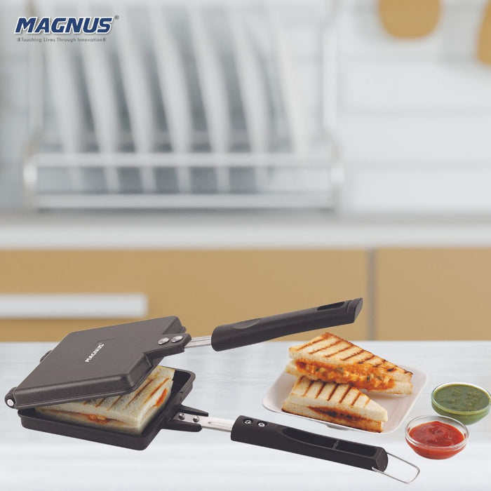 Magnus Optima Non Stick Toaster Big | Gas Compatible Toast Sandwich Maker Regular Grill Sandwich | Hand Toaster Sandwich Maker