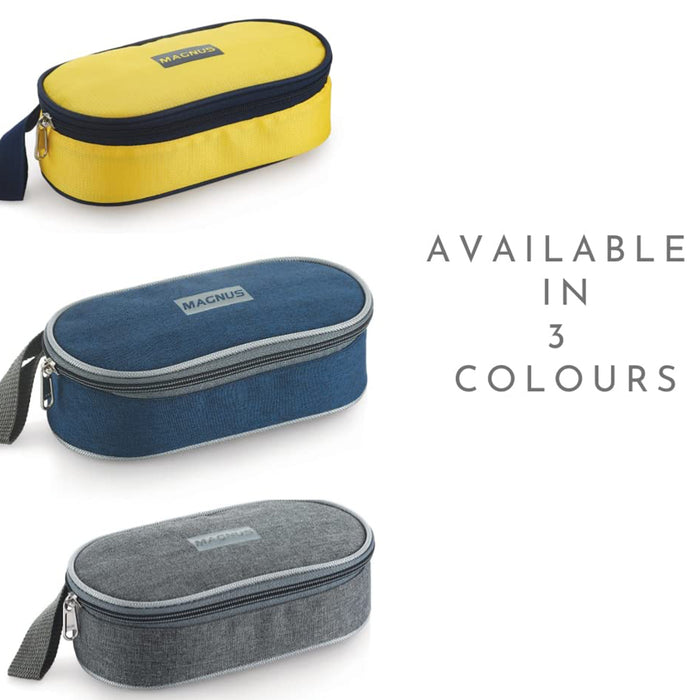 Magnus Feast 2 Stainless Steel Lunch Box Set - 700ml with 2 Leakproof Containers & BPA-Free Design, Soft Silicone Lids - Blue Lunch Box for Kids, Ideal Lunch Boxes for Office Men & Women