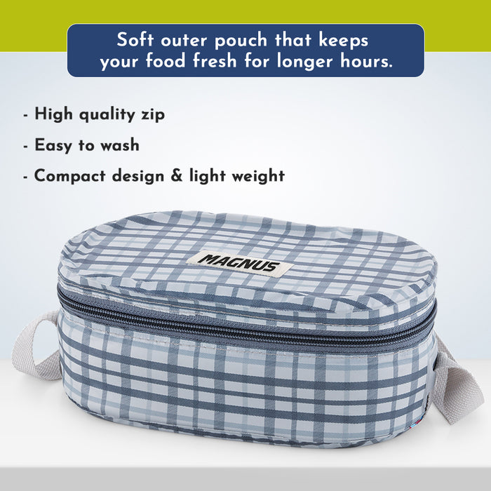 Magnus Deli 3 Stainless Steel Lunch Box Set - Grey | Leakproof & BPA-Free | Lunch Box for Kids | Hot Food Safe | Air-Tight Seal Tiffin Containers | Ideal Lunch Boxes for Office Men & Women