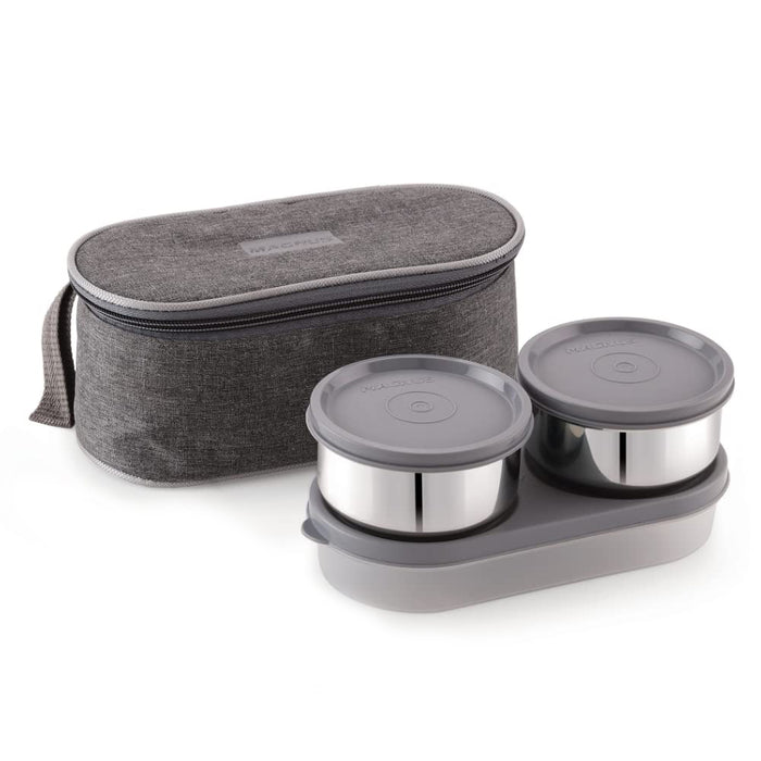 Magnus Feast 3 Grey Stainless Steel Lunch Box Set | 1150ml Leakproof Tiffin box for Men & Women