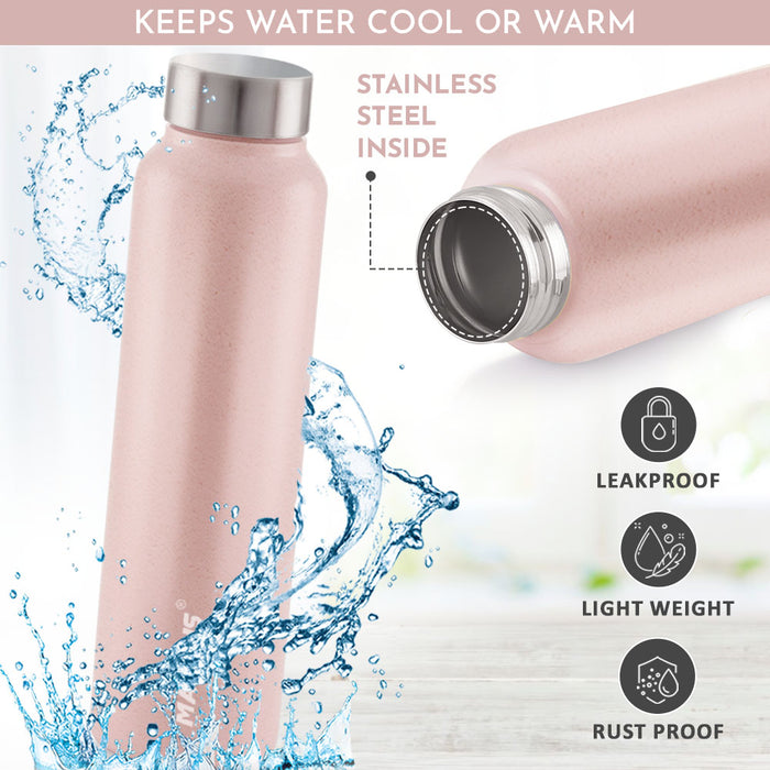 Magnus Alaska Stainless Steel Single Wall Water Bottle 1000ml - Leakproof, Ideal for School, Home, Gym, Durable Water Bottles for Every Use - Pink, Set of 3