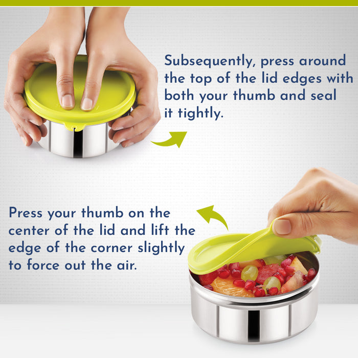 Magnus Romeo Stainless Steel Lunch Box Set with 4 Leakproof Containers & Insulated Bag – Airtight Tiffin for Office, School, Kids, Men, Women – Rust-Resistant Lunch Box for Kids & Office Men – Green