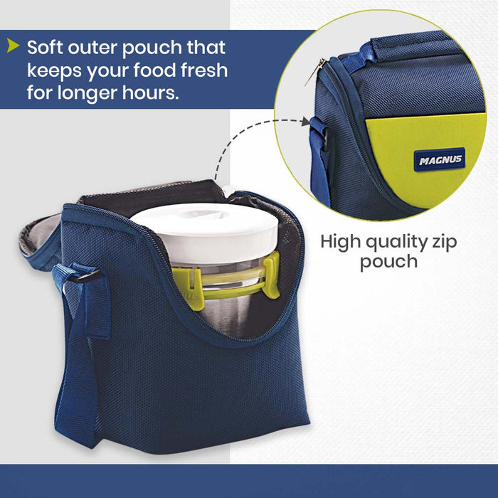 Magnus Aura 2-Piece Stainless Steel Lunch Box Set with Tiffin Bags | Airtight, Leakproof Containers | Lunch Box for Kids, Lunch Boxes for Office Men, Women, School | BPA-Free