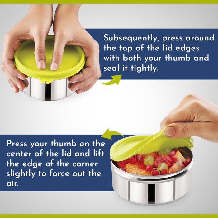 Magnus Alfa-3 Stainless Steel Lunch Box Set - 3 Leakproof Containers & Insulated Bag - Ideal Lunch Box for Kids & Lunch Boxes for Office Men - Safe, Air-Tight, Stylish Design in Blue