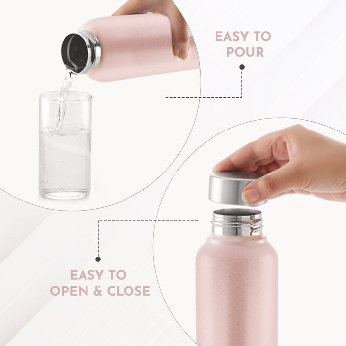 Magnus Alsaka Stainless Steel Water Bottle, Single walled, Leak-Proof, Rust-free, Easy to Carry, Travel Bottle, Pink, 750ml