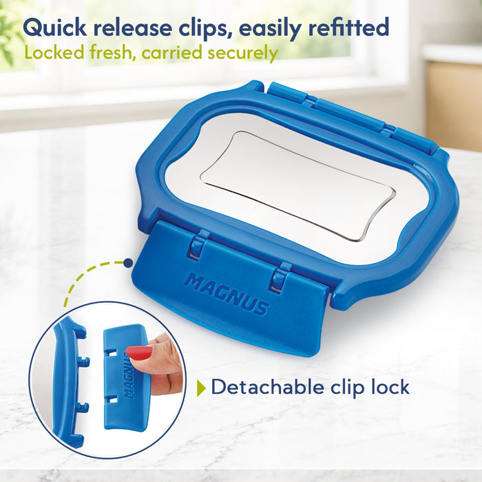 Magnus Bolt Deluxe Stainless Steel Lunchbox for Office & School, Leak-Proof Tiffin with Stainless Steel Lid, Air-Tight Food Storage, Compact 150ml Lunch Box for Kids, Lunch Boxes for Office Men